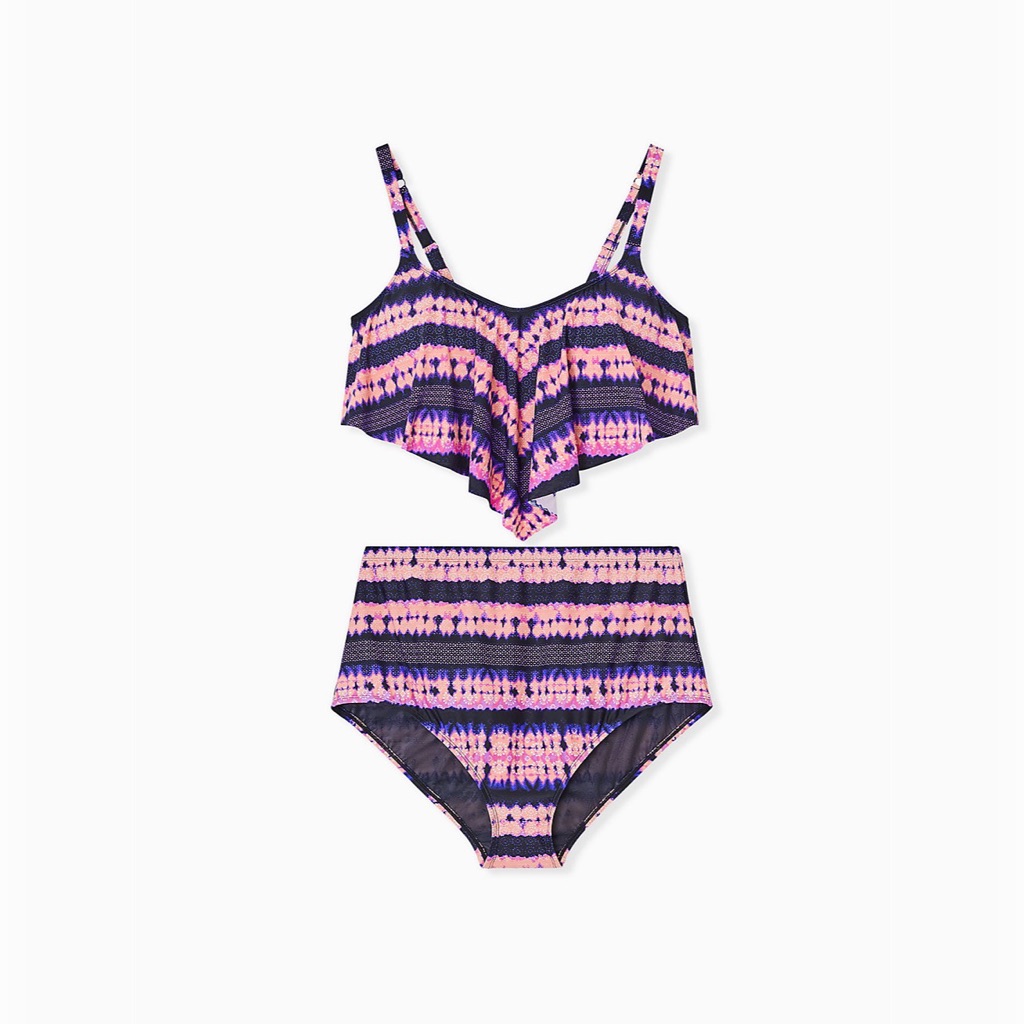 Pink & Purple Tie-Dye Medallion 2 Pc Swim Set